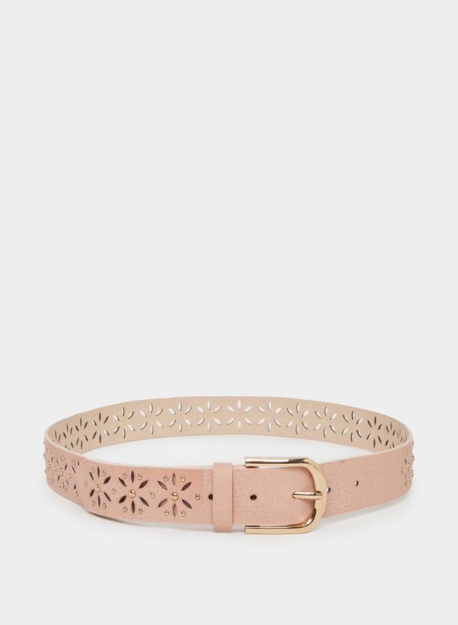 حزام بإبزيم تان بفتحات ستايلي