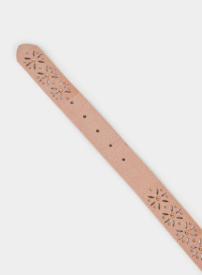 حزام بإبزيم تان بفتحات ستايلي