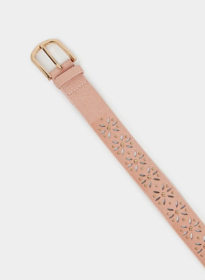 حزام بإبزيم تان بفتحات ستايلي