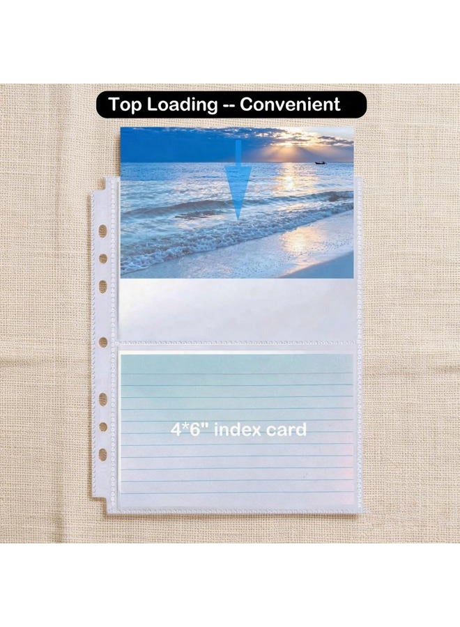 BYSLBTY 4x6 Index Card Holder,100 Card Sleeves, Holds 200 Pieces Cards, Recipe Card protectors, Flash Cards Organizer(4X6) - Image 4