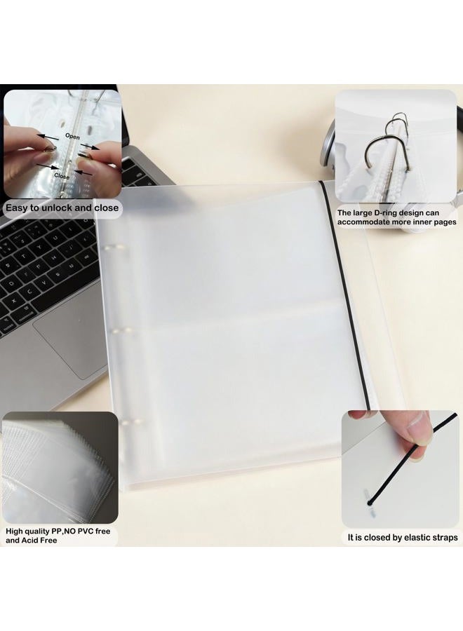 BYSLBTY 4x6 Index Card Holder,100 Card Sleeves, Holds 200 Pieces Cards, Recipe Card protectors, Flash Cards Organizer(4X6) - Image 3
