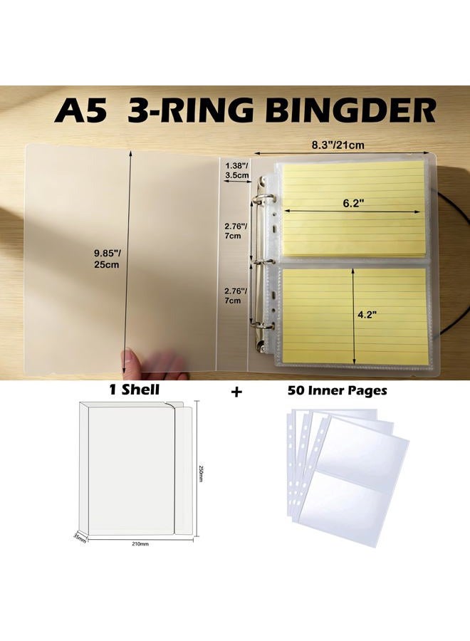 BYSLBTY 4x6 Index Card Holder,100 Card Sleeves, Holds 200 Pieces Cards, Recipe Card protectors, Flash Cards Organizer(4X6) - Image 2