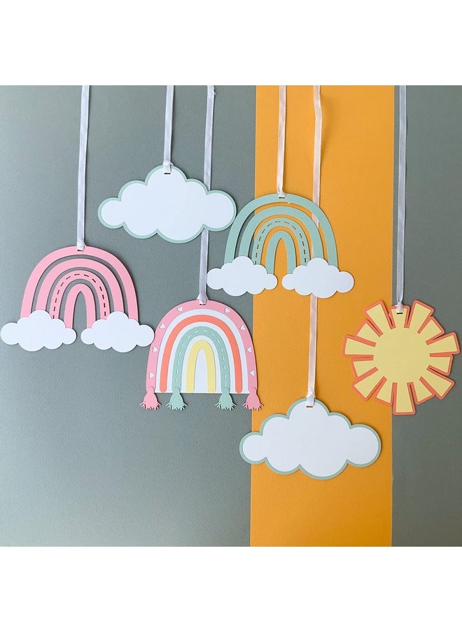 Pinfliers Pinfliers Rainbow Theme Birthday Decorations for Hanging, Ceiling Hangings for Birthday Decoration/Wall Hanging for Birthday Decoration, 6 Rainbow Hanging Decoration, Pastel - Multicolor  - Image 1