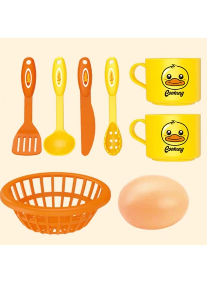 Electric Duck Kitchen Sink Toy for Kids - 19 PCS Pretend Play Set with Running Water, Rotatable Faucet, Utensils, Cups & Plates - Educational Role Play for Toddlers - Image 5