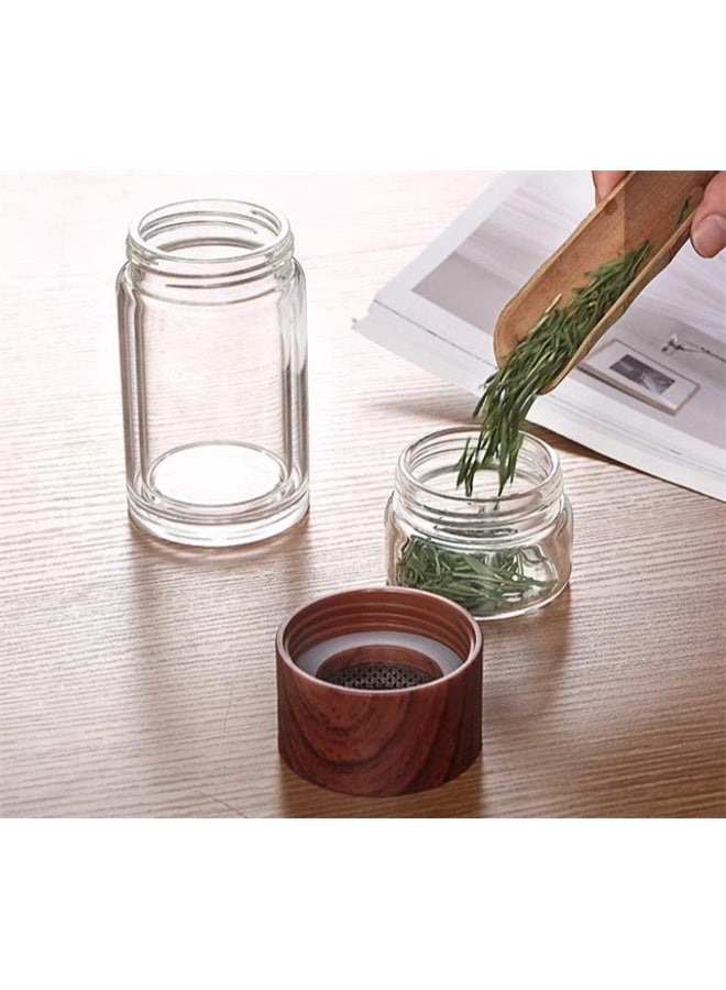 HOMESTAR Glass Tea Bottle, Travel Mug with Strainer Tea Tumbler Bottle, Leakproof for Loose Leaf, Flower Herbal Tea Bags, Brown - Image 4