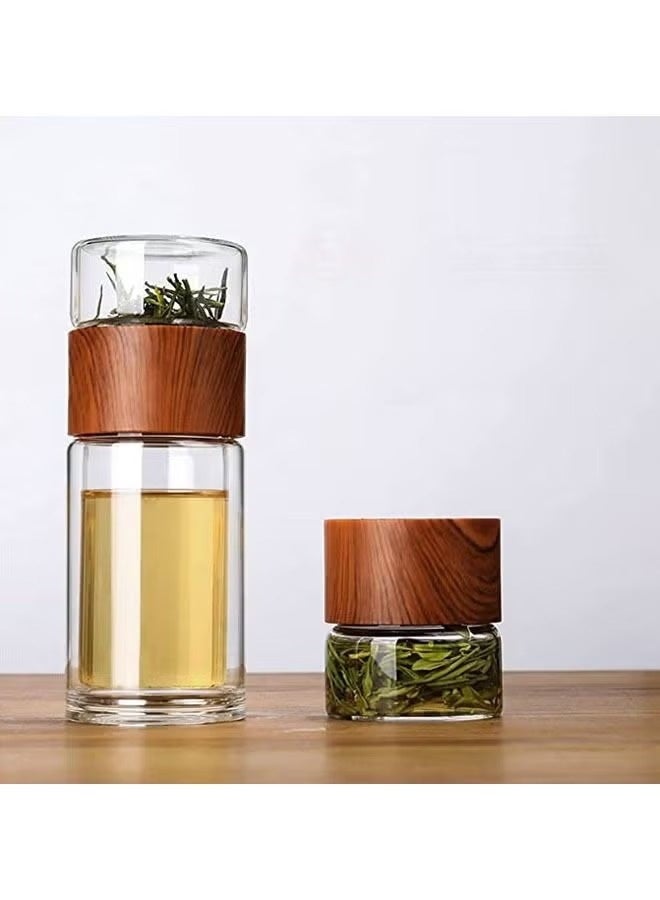 HOMESTAR Glass Tea Bottle, Travel Mug with Strainer Tea Tumbler Bottle, Leakproof for Loose Leaf, Flower Herbal Tea Bags, Brown - Image 3