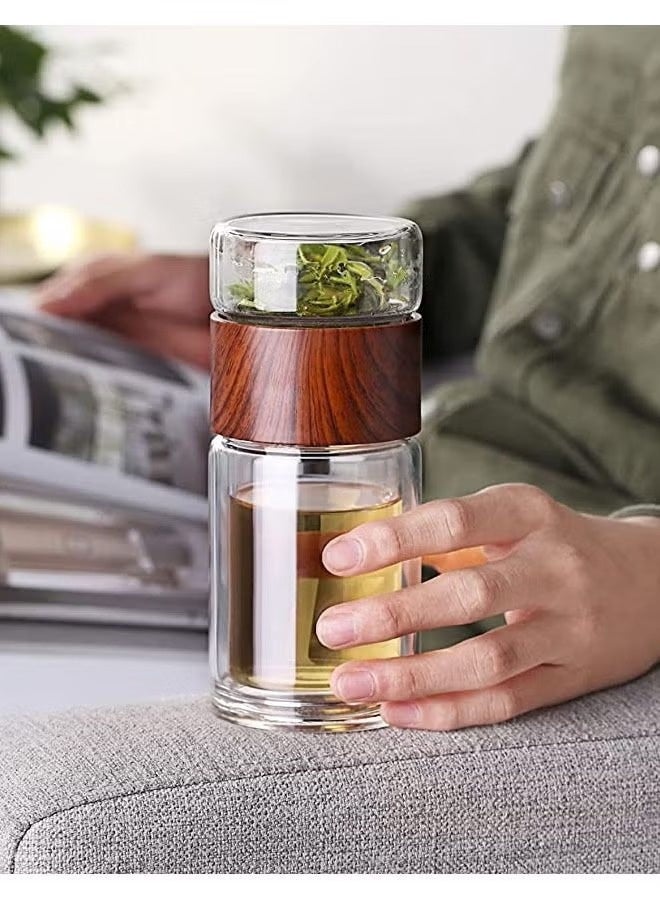 HOMESTAR Glass Tea Bottle, Travel Mug with Strainer Tea Tumbler Bottle, Leakproof for Loose Leaf, Flower Herbal Tea Bags, Brown - Image 2