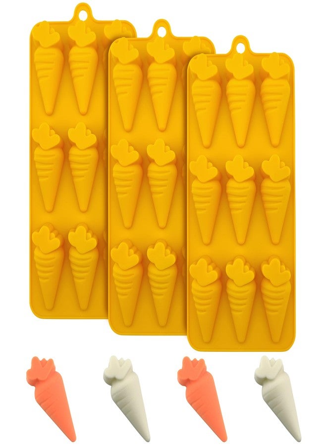 EDUEE Carrot Chocolate Molds 3pcs Easter Silicone Candy Molds Carrot Shape 2.36 inch For Ice Cube Resin Cupcake Decoration - Image 1
