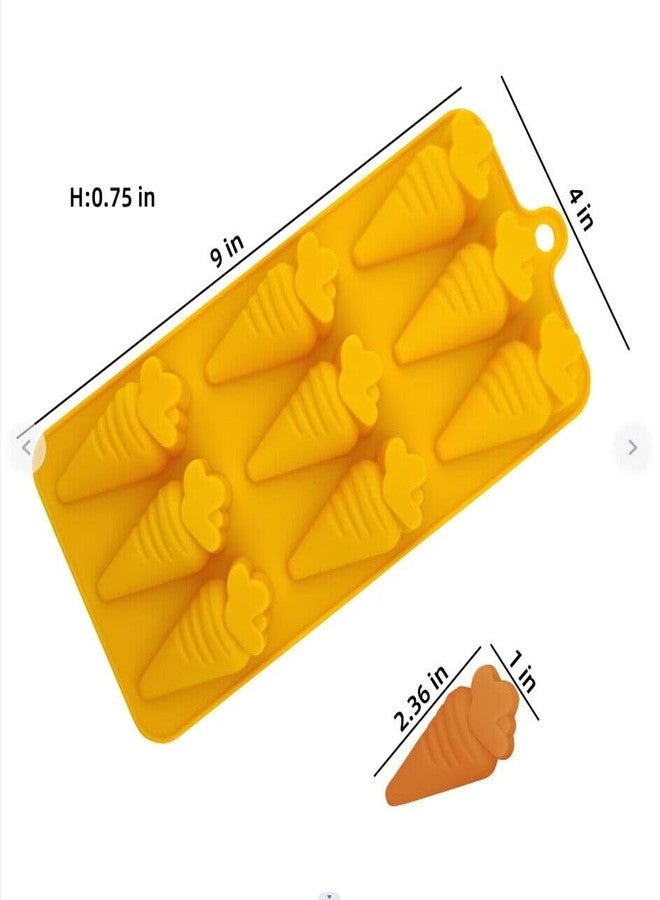 EDUEE Carrot Chocolate Molds 3pcs Easter Silicone Candy Molds Carrot Shape 2.36 inch For Ice Cube Resin Cupcake Decoration - Image 2