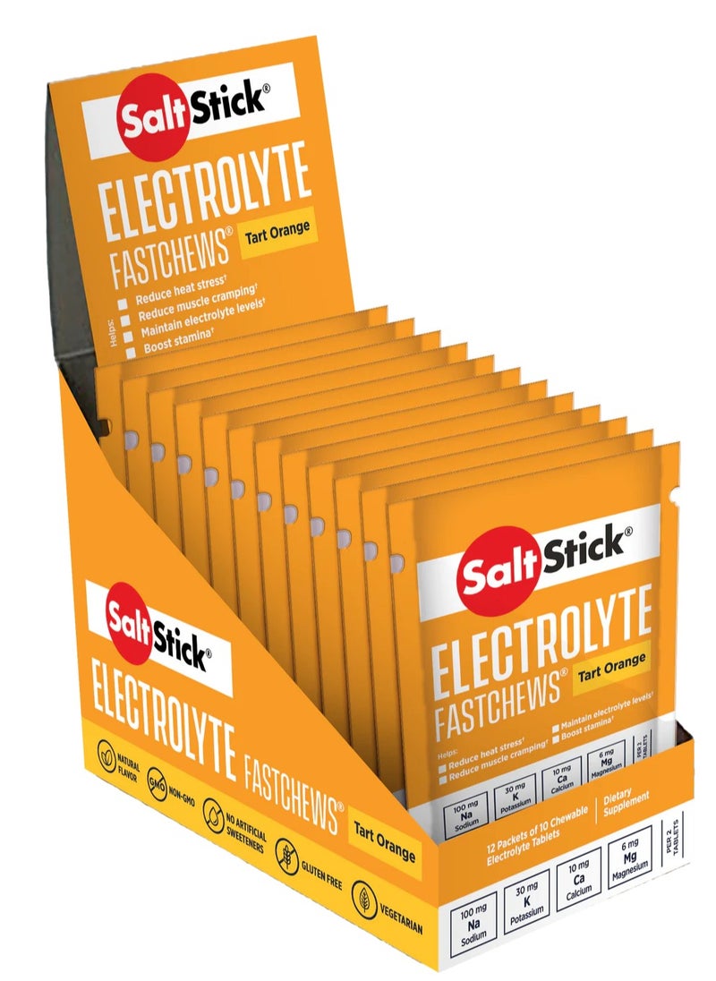 SaltStick Salt Stick Electrolyte FastChews Tart Orange 10ct Chewable Electrolyte Tablets 12 pack  - Image 1