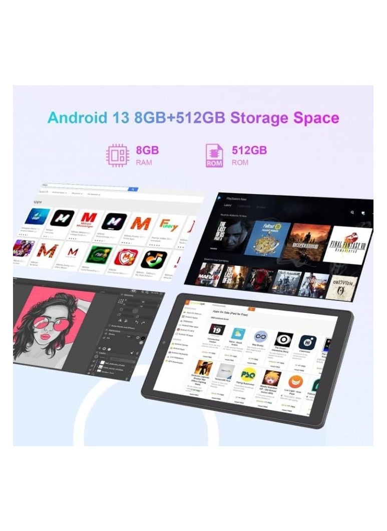 CM935 9 inch Tablet Android 13 Tablet,8GB RAM, 512GB ROM,5G LTE with SIM Card Slot,1280 * 800 IPS Display, 8000mAh Battery, WiFi & Bluetooth - Includes Protector Case & Stylus, Red