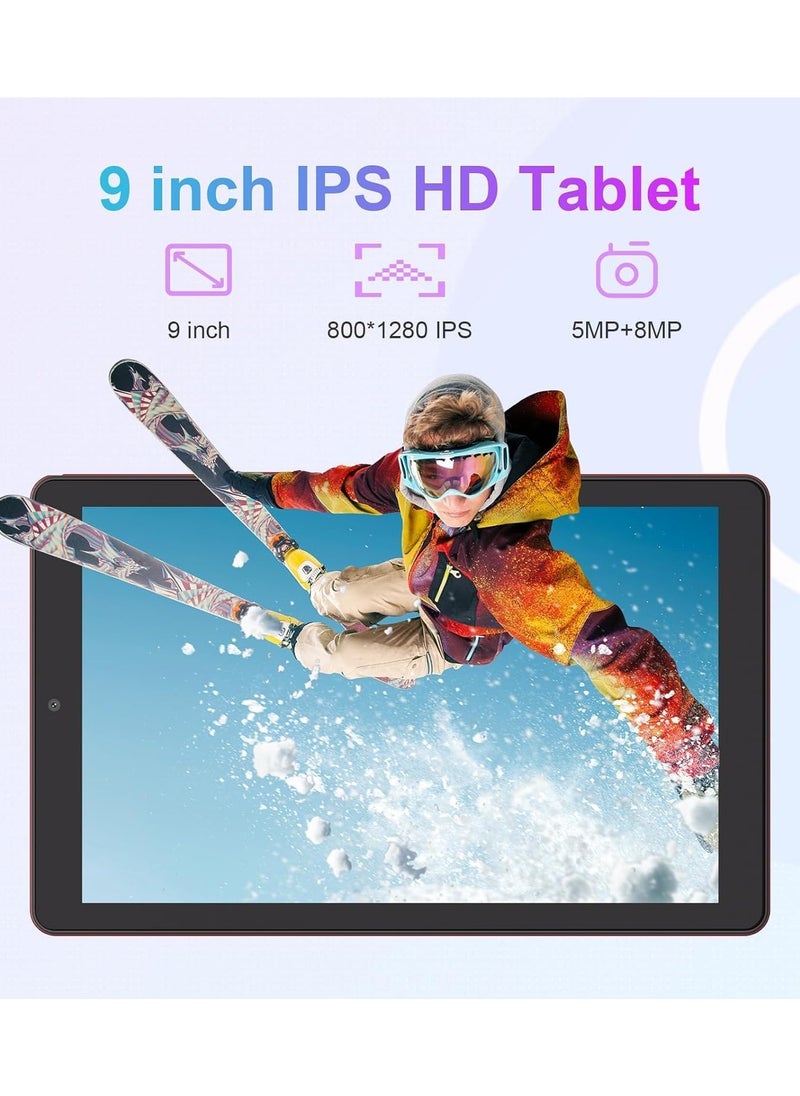 CM935 9 inch Tablet Android 13 Tablet,8GB RAM, 512GB ROM,5G LTE with SIM Card Slot,1280 * 800 IPS Display, 8000mAh Battery, WiFi & Bluetooth - Includes Protector Case & Stylus, Red