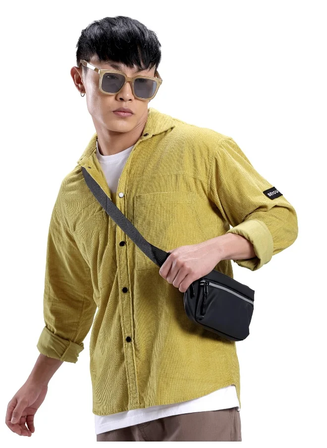 بيونغ Light Mustard Box Textured  Shirt for Men