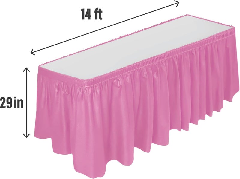 DecorRack Table Skirt, 29 in x 14 ft -BPA Free- Plastic Tableskirt, Disposable, Reusable, Rectangular Tablecloth Skirt, Light Pink (1 Pack) - Image 2