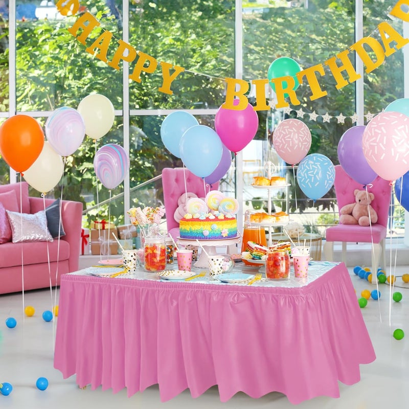 DecorRack Table Skirt, 29 in x 14 ft -BPA Free- Plastic Tableskirt, Disposable, Reusable, Rectangular Tablecloth Skirt, Light Pink (1 Pack) - Image 3