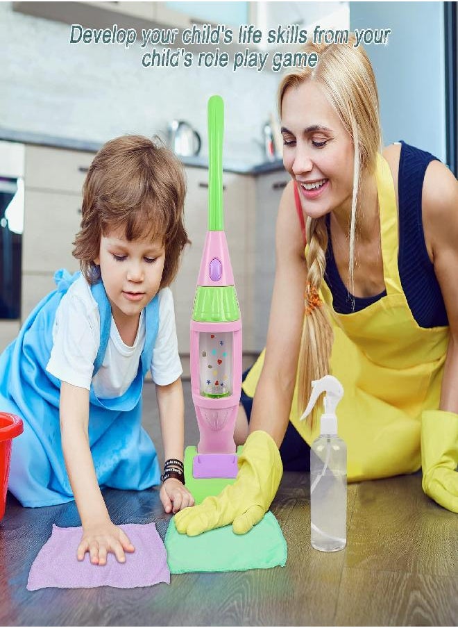 EP EXERCISE N PLAY Kids Vacuum Cleaner Toy for Toddler, Pink Toy Vacuum Cleaner with Light & Realistic Sounds, Pretend Role Play Household House Keeping Kids Cleaning Set Playing Learning Toys for Children Girls Boys  - Image 2