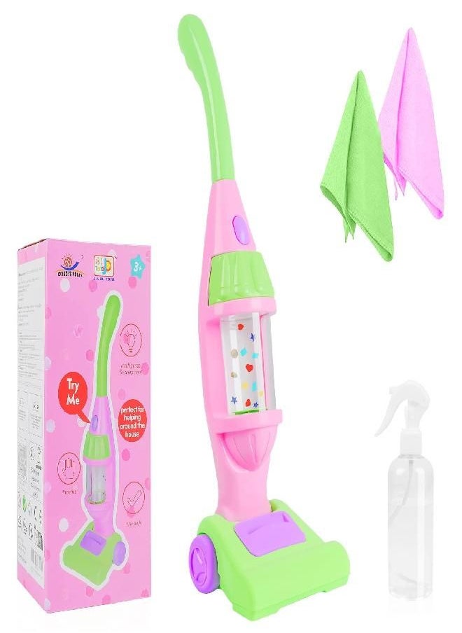 EP EXERCISE N PLAY Kids Vacuum Cleaner Toy for Toddler, Pink Toy Vacuum Cleaner with Light & Realistic Sounds, Pretend Role Play Household House Keeping Kids Cleaning Set Playing Learning Toys for Children Girls Boys  - Image 1