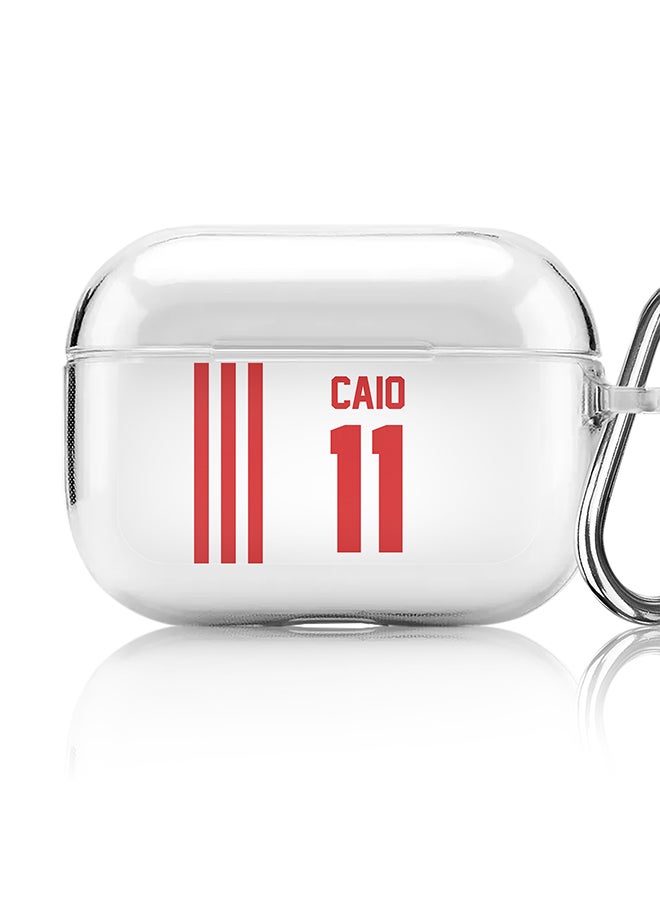 Stylizedd Classic Clear printed Case for Apple Airpods Pro Soft TPU Gel Thin Transparent Flexible Cover [Designed for Apple Airpods Pro] - Football Team - UAE, Player Name - Caio - Image 1