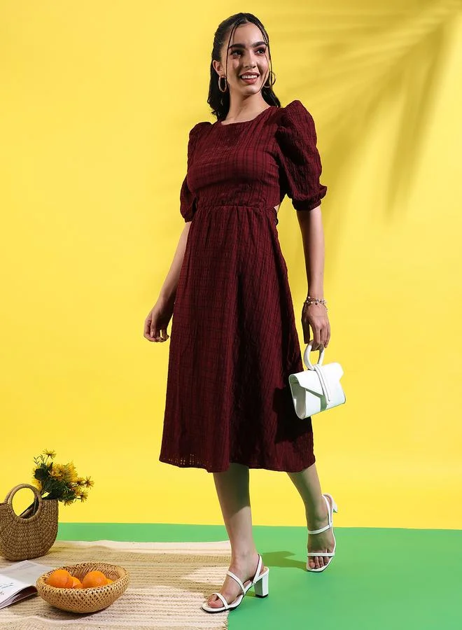 Campus Sutra Puff Sleeve Dress