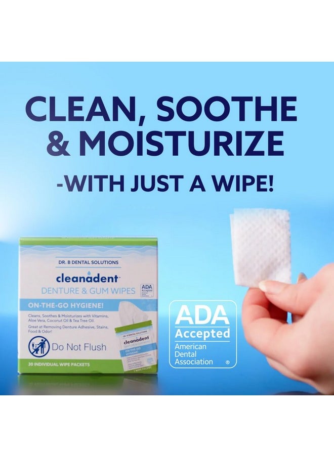 دكتور.  مناديل Cleanadent - مناديل تنظيف الأسنان الصناعية المريحة، تنعش اللثة، خالية من الألوان/النكهات الاصطناعية - عبوة من 30 قطعة  - Image 4