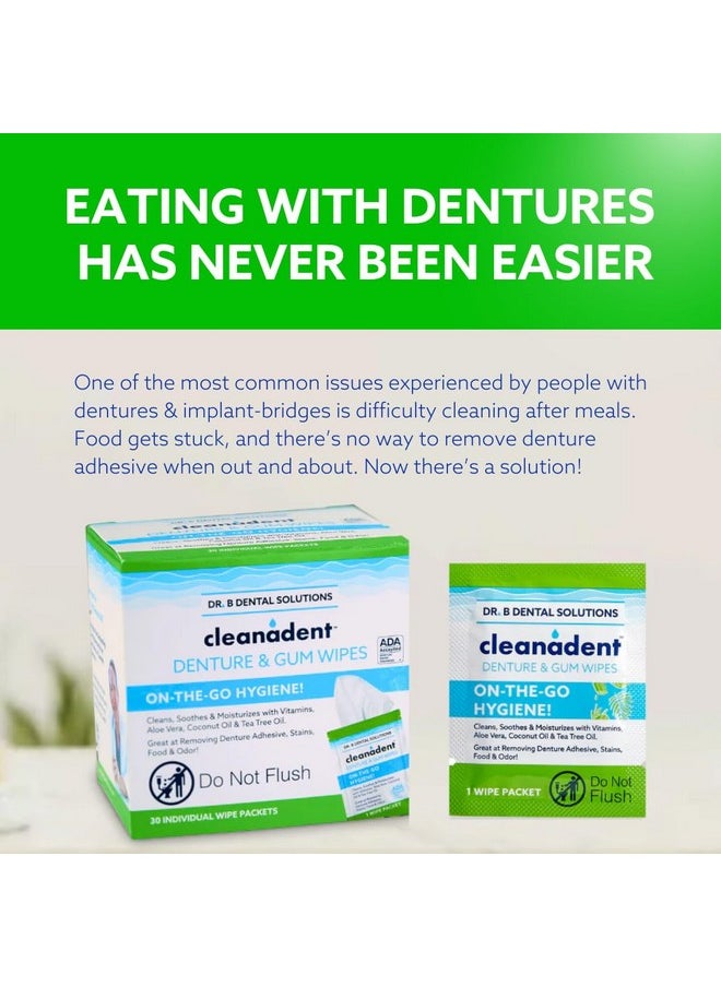 دكتور.  مناديل Cleanadent - مناديل تنظيف الأسنان الصناعية المريحة، تنعش اللثة، خالية من الألوان/النكهات الاصطناعية - عبوة من 30 قطعة  - Image 3