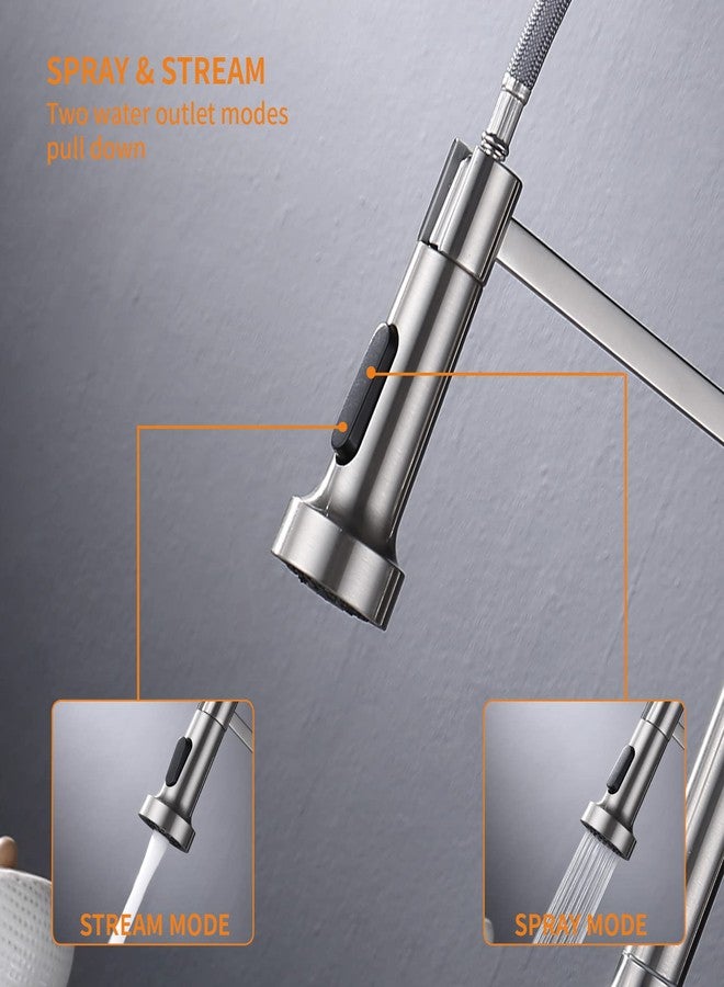KEER Touchless Kitchen Faucet, Smart Motion Sensor Hands Free Single Handle Spring Kitchen Sink Faucet with Pull Down Sprayer,Brushed Nickel - Image 4