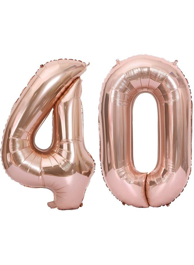 Propsicle 16 inch Birthday Foil 40 Number Helium Balloon Party Decoration Rose Gold Pack of 2 | 40 Year No. Balloons Birthday/Anniversary | Forty Number - Image 1