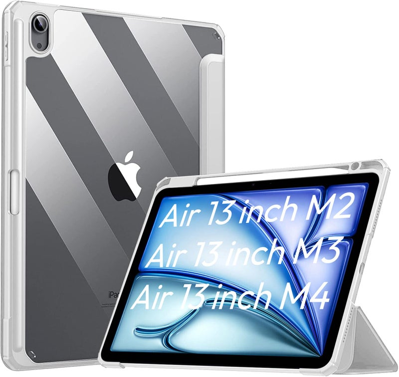 Robustrion Cover for iPad Air 13 inch M4/M3/M2 (2026/2025/2024) Cover Case with [Pencil Holder] [Transparent Back] Hybrid Case Cover for iPad Air 13 inch [Auto Sleep Wake Support] - Grey - Image 5