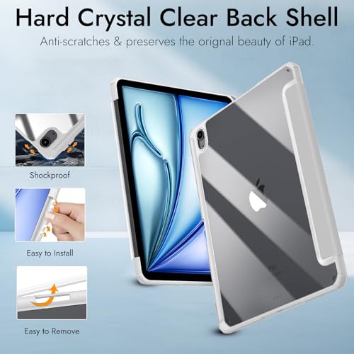 Robustrion Cover for iPad Air 13 inch M4/M3/M2 (2026/2025/2024) Cover Case with [Pencil Holder] [Transparent Back] Hybrid Case Cover for iPad Air 13 inch [Auto Sleep Wake Support] - Grey - Image 4