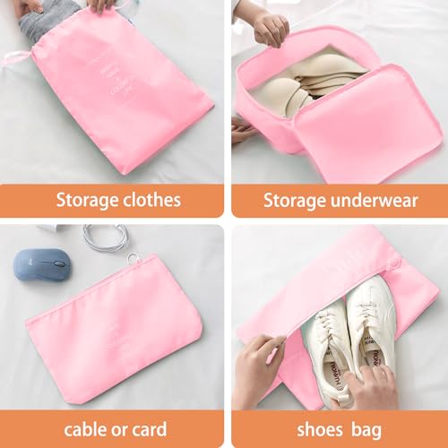 YEEYAA Packing Cubes for Travel 8 Set Luggage Organizer Bags for Family Mesh Breathable Travel Packing Cubes for Suitcases Durable Travel Essentials Bags Set Pink 8 Set - Image 3
