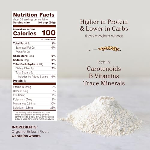 Jovial Organic Einkorn Unbleached All Purpose Flour  Bread Baking Flour for Sourdough High Protein NonGMO Organic Pizza  Pasta European Italian Glyphosate Free  32 Oz 5 Pack - Image 5