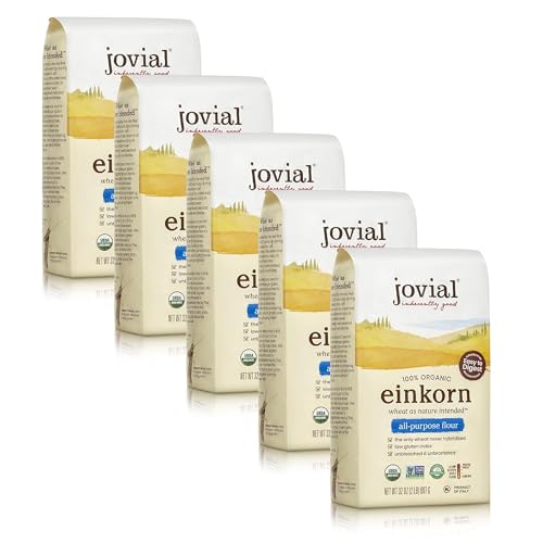 Jovial Organic Einkorn Unbleached All Purpose Flour  Bread Baking Flour for Sourdough High Protein NonGMO Organic Pizza  Pasta European Italian Glyphosate Free  32 Oz 5 Pack - Image 1