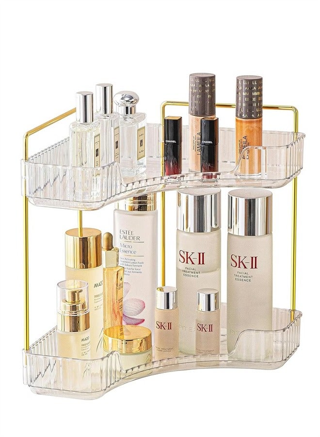 Bukela Makeup Organizer, 2 Tier Large Capacity Cosmetic Display Make Up Holder Shelf for Bathroom Vanity Perfume Skincare Brushes Lipsticks Eyeshadow - Image 1