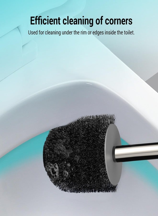 AONEZ Toilet Brush and Holder Set, 2 Pack with Stainless Steel Handle Toilet Bowl Brush, Compact Toilet Scrubber Brush for Deep Cleaning Bathroom Restroom, Easy to Assemble-Grey - Image 4