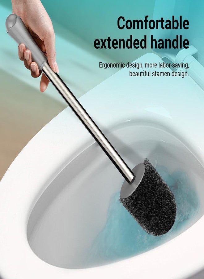 AONEZ Toilet Brush and Holder Set, 2 Pack with Stainless Steel Handle Toilet Bowl Brush, Compact Toilet Scrubber Brush for Deep Cleaning Bathroom Restroom, Easy to Assemble-Grey - Image 5