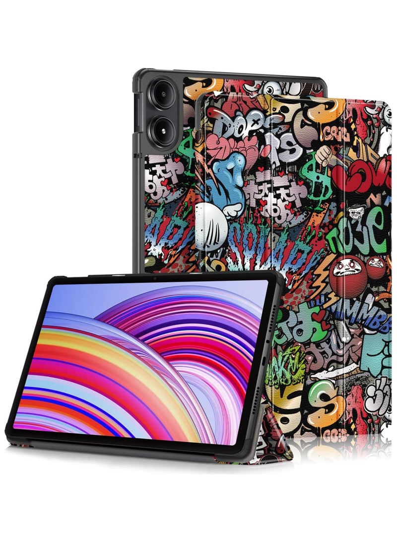 VKL Case for Xiaomi Redmi Pad Pro 12.1 Inch Tablet, Ultra-Thin Cover with Stand Function, Graffiti - Image 1