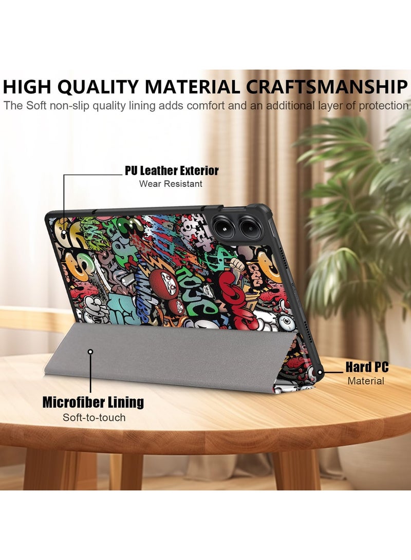 VKL Case for Xiaomi Redmi Pad Pro 12.1 Inch Tablet, Ultra-Thin Cover with Stand Function, Graffiti - Image 3