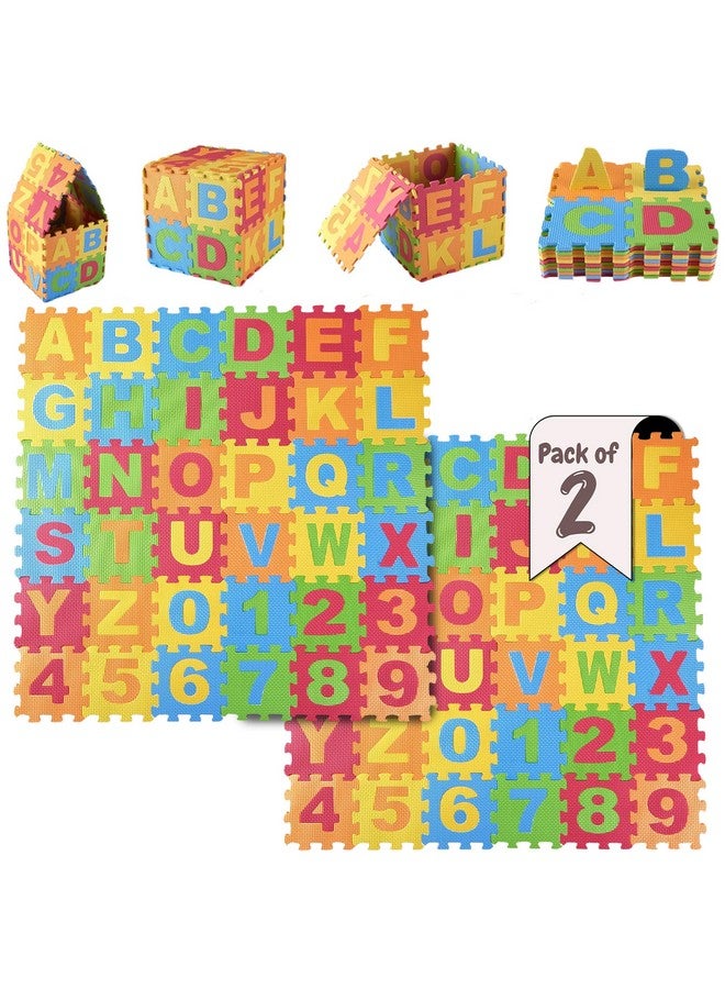 Dimple DIMPLE Kids Foam Play Mat (72 Pieces Total) 6.25 x 6.25 Inches Interlocking Alphabet and Numbers Floor Puzzle Colorful EVA Tiles Girls, Boys Soft, Reusable, Easy to Clean (2 Pack of 36)  - Image 1