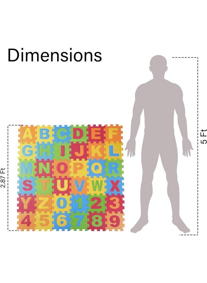 Dimple DIMPLE Kids Foam Play Mat (72 Pieces Total) 6.25 x 6.25 Inches Interlocking Alphabet and Numbers Floor Puzzle Colorful EVA Tiles Girls, Boys Soft, Reusable, Easy to Clean (2 Pack of 36)  - Image 3