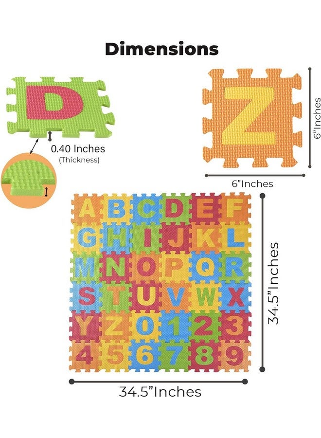 Dimple DIMPLE Kids Foam Play Mat (72 Pieces Total) 6.25 x 6.25 Inches Interlocking Alphabet and Numbers Floor Puzzle Colorful EVA Tiles Girls, Boys Soft, Reusable, Easy to Clean (2 Pack of 36)  - Image 4