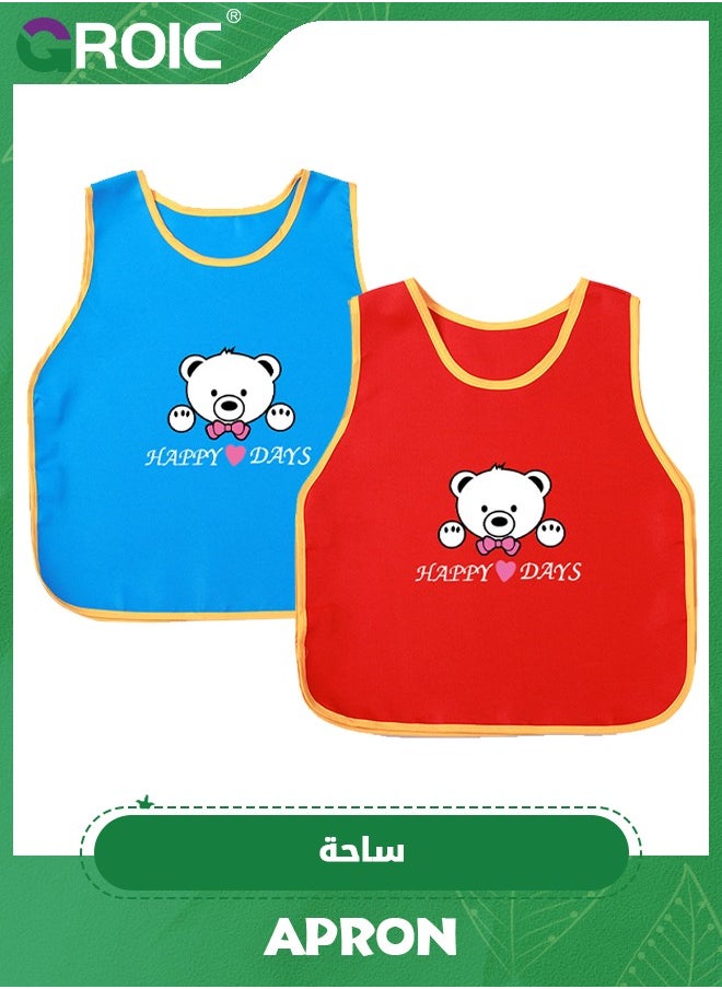 GROIC - 2 Pcs Art Smock for Kids Waterproof Artist Painting Aprons Sleeveless Children Art Smocks with Cartoon Patterns,Kids Painting Smock,Paint Art Craft Activity - Image 1