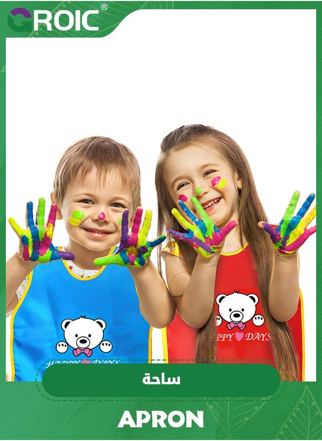GROIC - 2 Pcs Art Smock for Kids Waterproof Artist Painting Aprons Sleeveless Children Art Smocks with Cartoon Patterns,Kids Painting Smock,Paint Art Craft Activity - Image 1