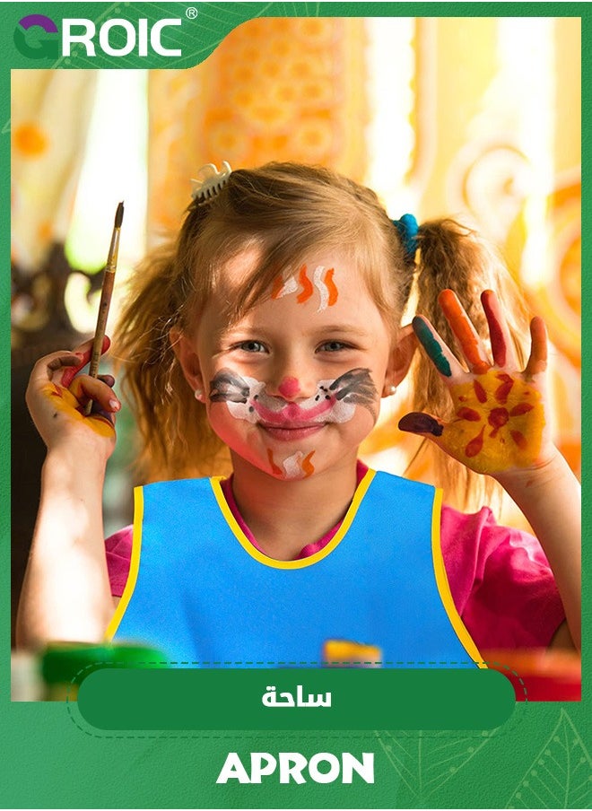 GROIC - 2 Pcs Art Smock for Kids Waterproof Artist Painting Aprons Sleeveless Children Art Smocks with Cartoon Patterns,Kids Painting Smock,Paint Art Craft Activity - Image 1