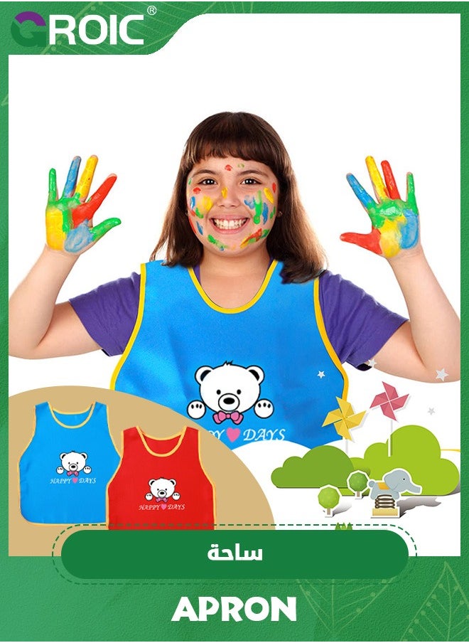 GROIC - 2 Pcs Art Smock for Kids Waterproof Artist Painting Aprons Sleeveless Children Art Smocks with Cartoon Patterns,Kids Painting Smock,Paint Art Craft Activity - Image 1