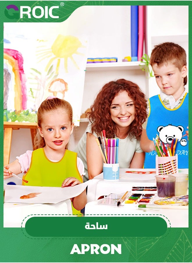 GROIC - 2 Pcs Art Smock for Kids Waterproof Artist Painting Aprons Sleeveless Children Art Smocks with Cartoon Patterns,Kids Painting Smock,Paint Art Craft Activity - Image 1