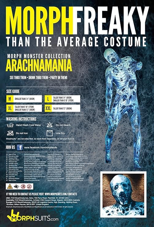 Morphsuits Official Adults Arachnomania Spider Web Monster Fancy Dress Costume - X-Large - Image 4