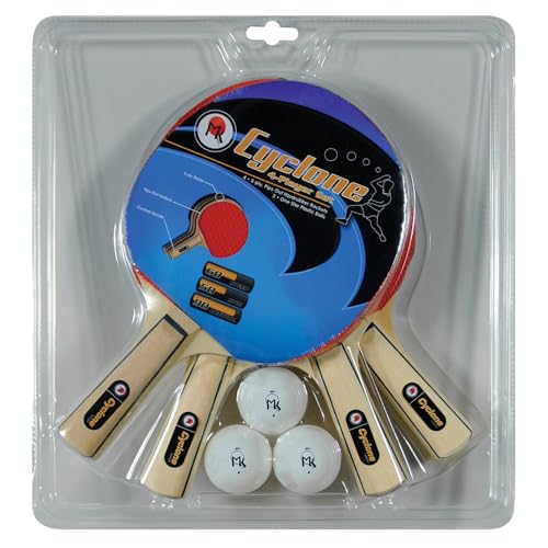 Martin Kilpatrick Cyclone Shakehand Table Tennis 4Player Set PipsOut Surface with No Sponge Offers Limited Speed Spin with Great Control Recommended for Beginning Level Players - Image 1