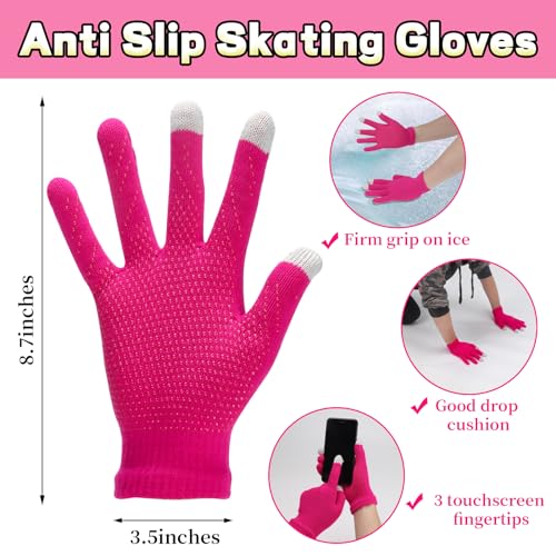 Ultrafun Figure Skating Leg Warmers Gloves Headband Set Fleece Zipper Skating Leg Warmers Socks Skating Accessories Equipment (Long-Rose red) - Image 4