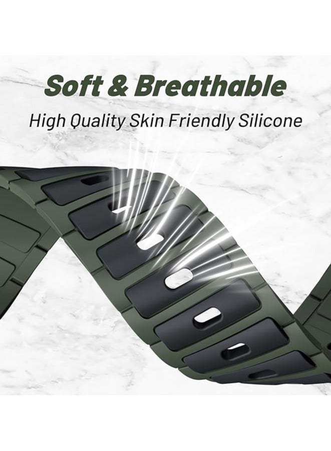 Beauenty Sport Durable Rugged Watch Band Designed for Apple Watch Ultra 1/2 49mm 46mm 45mm 44mm 42mm, Soft Silicone Double Colour Strap for iwatch Series 10 9 8 7 6 5 4 3 2 1 SE - Image 2