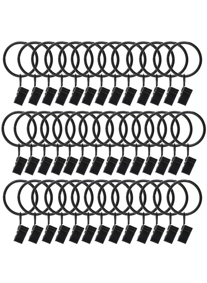 Datttcc 40 Pack Metal Curtain Rings with Clips Black Decorative Drapery Rustproof Vintage 1.26 Inch Interior Diameter - Image 1